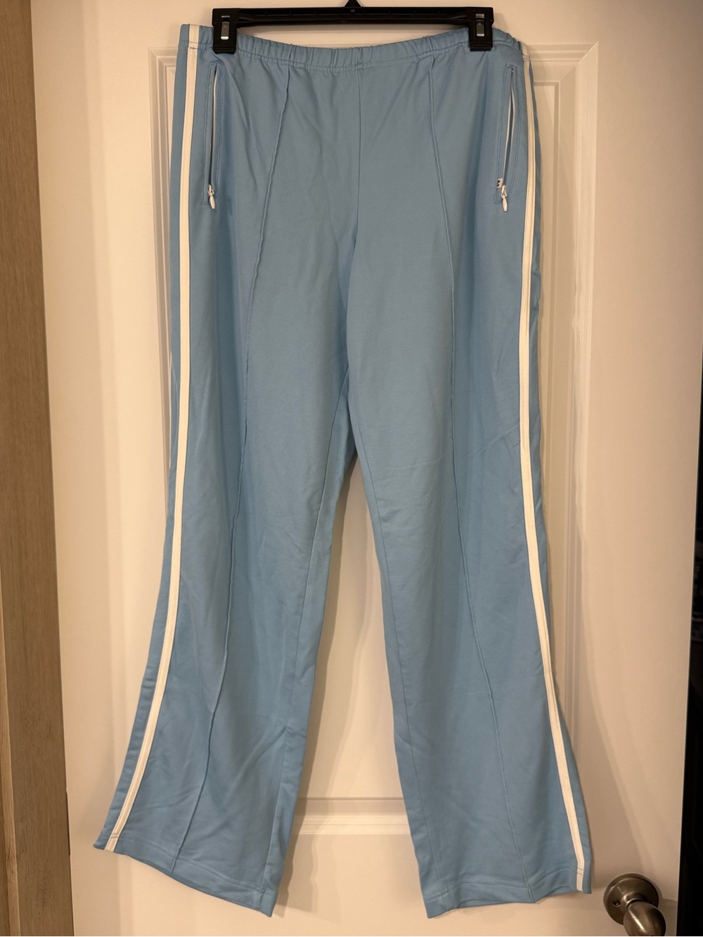 American Eagle Outfitters Light Blue Joggers with White Side Stripes